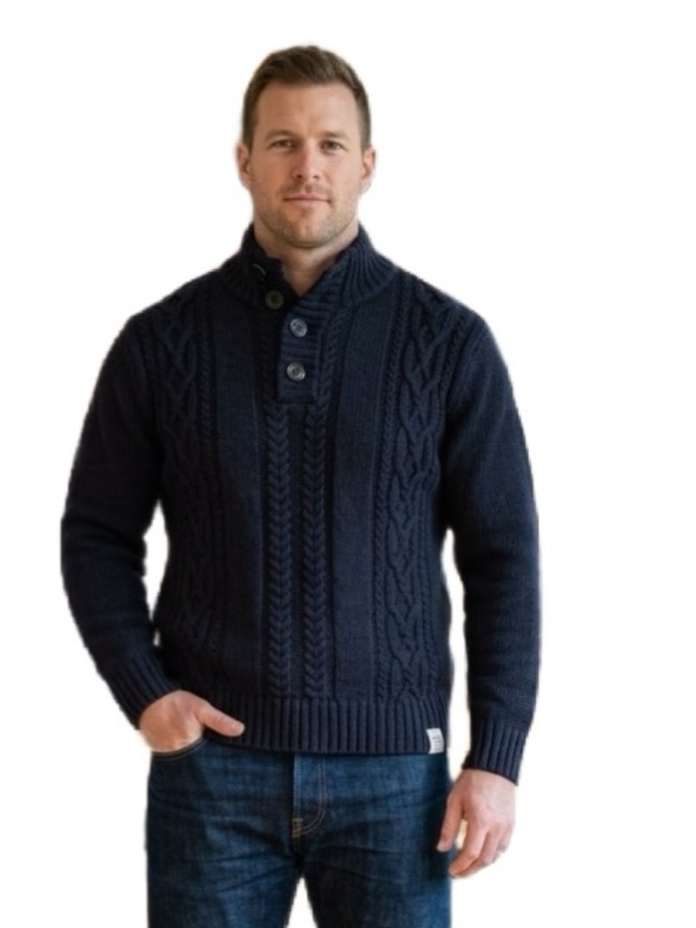 NWT Weatherproof Men's Navy Cable-Knit Turtleneck Sweater Size XL